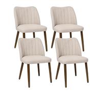 DUHOME Chaise de Salle à Manger en Lin Lot de 4 Chaise avec Dossier Coutures Verticales Siège Rembourrée pour Salon Cuisine Chambre, Beige