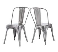 DUHOME Chaise de Salle à Manger Lot de 2 en Métal, Chaise de Cuisine Empilable Chaise de Jardin avec Dossier pour Bar Café Salon Restaurant Intérieur et Extérieur (Métallique)
