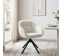 DUHOME Fauteuil Lounge avec Accoudoirs Fauteuil de Coiffeuse en Tissu Chenille Chaise de Salle à Manger Siège Pivotant à 360°, Beige