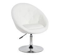 DUHOME Fauteuil Pivotant Salon Chaise Coiffeuse en Similicuir Fauteuil Cocktail avec Accoudoirs Siège Hauteur Réglable pour Chambre Salle à Manger, Blanc