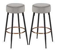 DUHOME Tabouret de Bar Lot de 2 en Tissu Velours Rond Pieds en métal Hauteur 80 cm sélection de Couleur 5168A, Couleur:Gris, matière:Velours