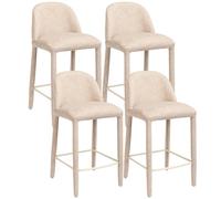DUHOME Tabouret de Bar Lot de 4 en Tissu Bouclé Tabourets de Comptoir avec Dossier Hauteur d'Assise 66cm Chaise de Cuisine pour Îlot Bar, Beige (4, Beige)