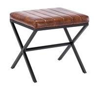 DUHOME Tabouret de Maquillage Rembourré Pouf Coiffeuse Moderne Ottoman X Leg Sièges Piano Pieds en Métal pour Chambre Salon Toilette, Marron Jaunâtre