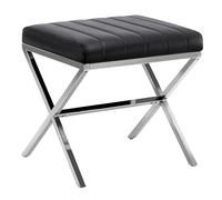 DUHOME Tabouret de Maquillage Rembourré Pouf Coiffeuse Moderne Ottoman X Leg Sièges Piano Pieds en Métal pour Chambre Salon Toilette, Noir