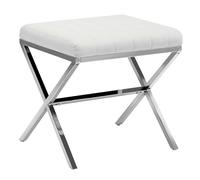 DUHOME Tabouret de Maquillage Rembourré Pouf Coiffeuse Moderne Ottoman X Leg Sièges Piano Pieds en Métal pour Chambre Salon Toilette, Blanc