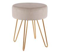 DUHOME Tabouret Ottomande en Velvet Chaise Coiffeuse Ronde avec Pieds Métalliques Pouf pour Salon Chambre, Kaki