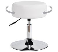 DUHOME Tabouret Pivotant 360° Réglable en Hauteur Tabouret de Maquillage Rond Siège Coiffeuse avec Rembourrage pour Chambre Bar Salon, Blanc