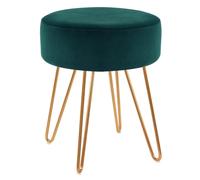 Duhome Tabouret rond en velours Tabouret de maquillage avec pieds en métal, vert