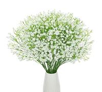 DuHouse Lot de 10 Fleurs artificielles d'haleine de bébé - Fleurs de gypsophiles Blanches au Toucher réaliste en Vrac pour Arrangement Floral, Mariage, Maison, Jardin (Tige Longue Blanche)