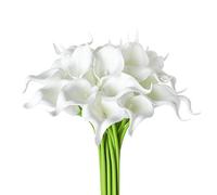 DuHouse Lot de 20 Fleurs artificielles en Latex au Toucher réaliste pour décoration de fête de Mariage Blanc