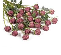 DuHouse Lot de 24 Roses artificielles Vintage en Soie avec Tige pour Arrangement de Mariage, Centre de Table, fête, décoration d'intérieur (Marron Camée)