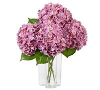 DuHouse Lot de 3 Grandes Fleurs d'hortensia artificielles en Latex au Toucher réaliste pour Bouquets de Maison, Mariage, centres de Table, fête, Salon (Rose Fuchsia)
