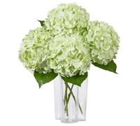 DuHouse Lot de 3 Grandes Fleurs d'hortensia artificielles en Latex au Toucher réaliste pour Bouquets de Maison, Mariage, centres de Table, fête, Salon (Vert Clair)