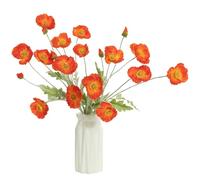 DuHouse Lot de 6 coquelicots artificiels en soie pour maison, centre de table, décoration, bureau, mariage (orange rouge)