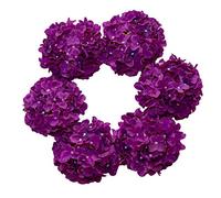 DuHouse Lot de 6 Fleurs artificielles d'hortensia en Soie avec Tige pour Mariage, Centre de Table, décoration d'intérieur (Violet Foncé)