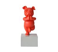 Duiaynke Statue de bouledogue français de style nordique - Figurines d'animaux de yoga - Sculpture de chien pour salon, maison, bar, décoration - Cadeaux (rouge)