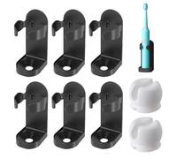 DUINIU 6 Supports Muraux pour Brosses À Dents Électriques Et 2 Porte-Brosses À Dents À Ventouse, Pâte sans Poinçon, Bouche À Clip Réglable, Modèle Universel Familial (Noir).
