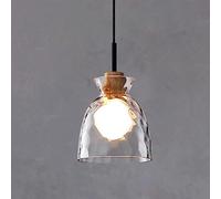 DUIRHNFV Nordic Farmhouse Decoration Retro Farmhouse Fil Pendante en Verre Transparent E27 Lampe Plafond Suspendue pour îlot de Cuisine Iron Worn Blown Verre Nordique Rustique en Bois/A