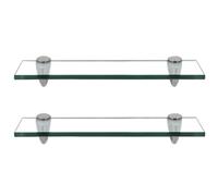 Duisrech Lot de 2 étagères murales en verre trempé de 8 mm avec support en verre réglable - Pour salle de bain, cuisine et balcon - 40 x 10 cm