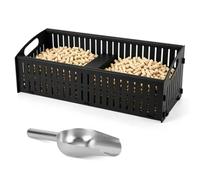 Duisrech Panier à pellets pour poêle à bois 48 x 20 x 17 cm, métal 3 mm | Panier à granulés pour poêle à bois, 12 L, 5,1 kg, 2 compartiments + pelle - Insert de brûleur à granulés robuste pour foyers