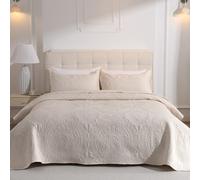 DUJUIKE Couvre-Lit, Couette, Couverture De Chambre Courtepointe Légère, Couverture De Lit à Motif Tournesol comme Housse De Canapé Drap De Lit (Crème, 200x220cm (Blanket Only))
