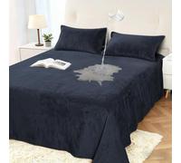 DUJUIKE Drap en Velours imperméable, Couvre-lit imperméable, Protège-Matelas, Convient aux Enfants, aux Personnes âgées et aux Animaux domestiques, Confortable, Respirant (Bleu Marine, 230 x 300cm)
