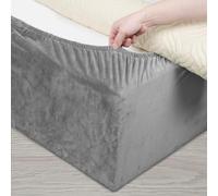 DUJUIKE Housse de Cadre de lit en Velours, Alternative à la cantonnière Traditionnelle, Jupe de lit entièrement élastique, Facile à Installer (Gris Clair, Cal King Bed Width:180-190cm)