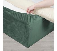 DUJUIKE Housse de Cadre de lit en Velours, Alternative à la cantonnière Traditionnelle, Jupe de lit entièrement élastique, Facile à Installer (Cyprès Vert, Twin Bed Width:120-137cm)