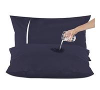 DUJUIKE Protège Oreiller Imperméable 40x80 cm(Lot de 2), 100% étanche, Fermeture éclair dissimulée, résistantes aux acariens et aux punaises de lit, douces et durables(Bleu Marine, 40x80cm - Lot de 2)