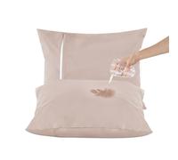 DUJUIKE Protège Oreiller Imperméable 80x80 cm(Lot de 2), 100% étanche, Fermeture éclair dissimulée, résistantes aux acariens et aux punaises de lit, douces et durables (Chameau, 80 x 80 cm - Lot de 2)