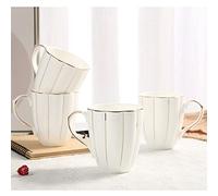 DUJUST Ensemble de 4 Tasses à Café (400ml), Design Britannique de Luxe avec Bordures Dorées Fabriquées à la Main, Ensemble de Tasses en Porcelaine Blanche et or de Première Classe pour Café, Thé