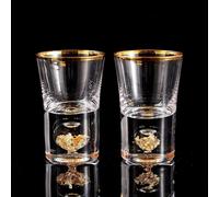 DUJUST Lot de 2 Verres à Shot 4cl(45ml), Ensemble de Verre à Liqueur en Cristal, Décorés d'or 24 Carats, Verre a Vodka Cool et Personnalisé, sans BPA et sans Plomb, Choix de Cadeaux