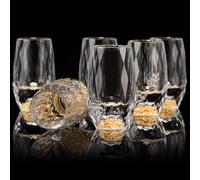 DUJUST 【Nouveau Design 2026 Verres Shot Diamant (45 ml), Verres en Cristal avec Feuilles d’Or 24K, Ensemble de Verres Shot Élégant, Sans BPA ni Plomb, Pour Décoration et Collection - Lot de 6
