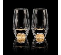DUJUST 【Nouveau Design 2026 Verres Shot Diamant (45 ml), Verres en Cristal avec Feuilles d’Or 24K, Ensemble de Verres Shot Élégant, Sans BPA ni Plomb, Pour Décoration et Collection - Lot de 2