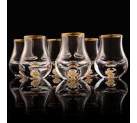 DUJUST Verre à shot élégant et incurvé (45 ml), ensemble de verres à shot en cristal décorés de paillettes de feuille d'or 24 carats, sans BPA et sans plomb - 6 pcs