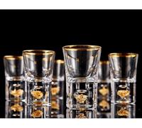 DUJUST Verres à Shot 4cl(45ml), Ensemble de Verre à Liqueur en Cristal, Décorés d'or 24 Carats, Verre a Vodka Cool et Personnalisé, sans BPA et sans Plomb, Choix de Cadeaux - 6 Pièces