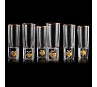 DUJUST Verres à Shot 6cl(65ml), Ensemble de Verre à Liqueur en Cristal, Décorés d'or 24 Carats, Verre a Vodka Cool et Personnalisé, sans BPA et sans Plomb, Choix de Cadeaux - 6 Pièces