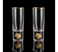 DUJUST Verres à Shot 6cl(65ml), Ensemble de Verre à Liqueur en Cristal, Décorés d'or 24 Carats, Verre a Vodka Cool et Personnalisé, sans BPA et sans Plomb, Choix de Cadeaux - 2 Pièces