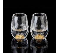 DUJUST Verres à Shot en Diamant 4cl(45ml), Ensemble de Verres à Liqueur en Cristal, Décorés d'or 24 Carats, Tasses à Liqueur Luxueuses et Mignonnes, sans BPA ni Plomb, Cadeau Parfait - 2 pièces