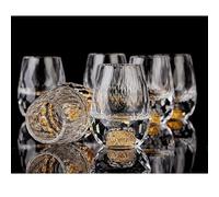 DUJUST Verres à Shot en Diamant 4cl(45ml), Ensemble de Verres à Liqueur en Cristal, Décorés d'or 24 Carats, Tasses Luxueuses et Mignonnes, sans BPA ni Plomb, Cadeau Parfait - 6 pièces