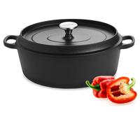 DUKA : Accessoires de cuisine, vaisselle, plats de service, décoration de table - Poêle ovale en fonte impressionnante de Björn DUKA, 4,7 litres, avec couvercle