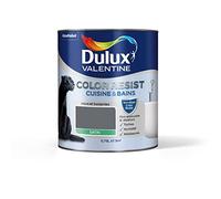 Dulux Valentine Color Resist Cuisine & Bains - Peinture Intérieure Pièces Humides - Pour Murs, Plafonds, Boiseries - Lessivable et Résistante - Couleur : Anthracite Satin - 0,75 L - 5262076