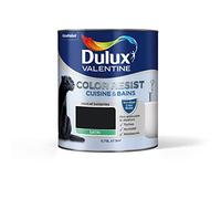 Dulux Valentine Color Resist - Peinture Intérieure Pièces Humides - Pour Murs, Plafonds, Boiseries - Lessivable et Résistante - Couleur : Noir Satin - 0,75 L - 5261977