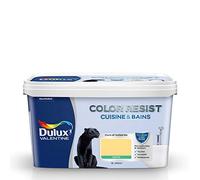 Dulux Valentine Color Resist - Peinture Intérieure Pièces Humides - Pour Murs, Plafonds, Boiseries - Lessivable et Résistante - Couleur : Jaune Frais Satin - 2 L - 5262095