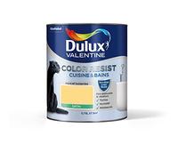 Dulux Valentine Color Resist - Peinture Intérieure Pièces Humides - Pour Murs, Plafonds, Boiseries - Lessivable et Résistante - Couleur : Jaune Frais Satin - 0,75 L - 5261971