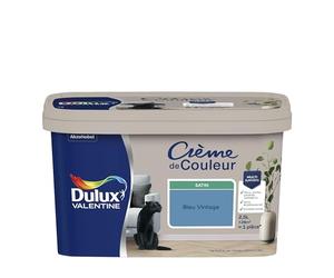 Dulux Valentine Crème de Couleur - Peinture multi-supports intérieure - Satin Bleu Vintage 2,5 L