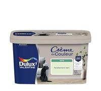 Dulux Valentine Crème de Couleur - Peinture multi-supports intérieure - Satin Tendrement Vert 2,5 L