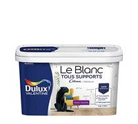 Dulux Valentine Le Blanc Tous Supports Crème de Peinture - Peinture Intérieure Murs, Plafonds, Boiseries et Radiateurs - Velours Blanc 2,5 L