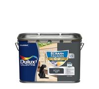 Dulux Valentine Peinture Ecran+ Multi-Supports Extérieure Façades - Crépis, Briques, Ciment, Enduit, Alu, Zinc, PVC - Couleur Longue Tenue - Mat Gris Anthracite 2,5L