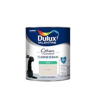 Dulux Valentine Peinture Intérieure Crème de Couleur Cuisine et Salle de Bain - Pièces Humides Murs et Boiseries - Résistant aux taches et à l'humidité - Satin Lin Clair 0,75 L